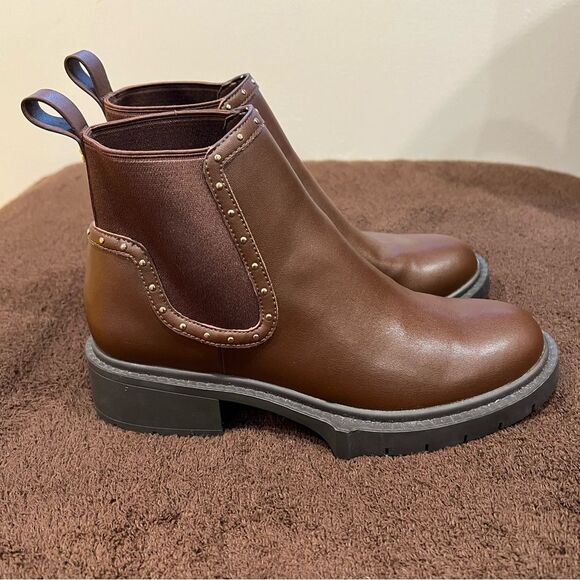 Coach Lory Chunky Studded Ankle Bootie Brown Size 6 - Picture 6 of 15